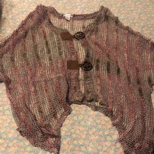 Knetted Plus size 2x shrug Oversize wooden buttons